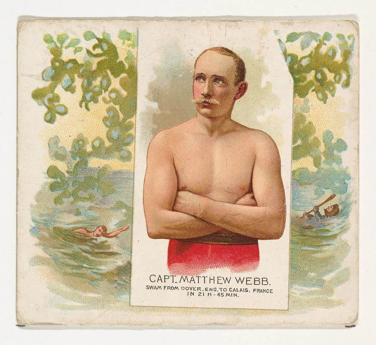 Captain Matthew Webb, Swam From Dover, England to Calais, France, from World's Champions, Second Series (N43) for Allen & Ginter Cigarettes — Allen & Ginter|Lindner, Eddy & Claus
