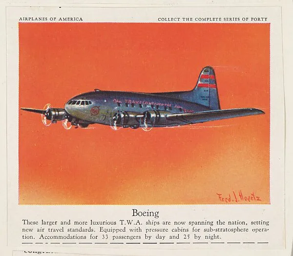 Boeing, collector card from the Airplanes of America series (D2), issued by the Kelley Baking Company to promote Kelley's Bread — Kelley Baking Company