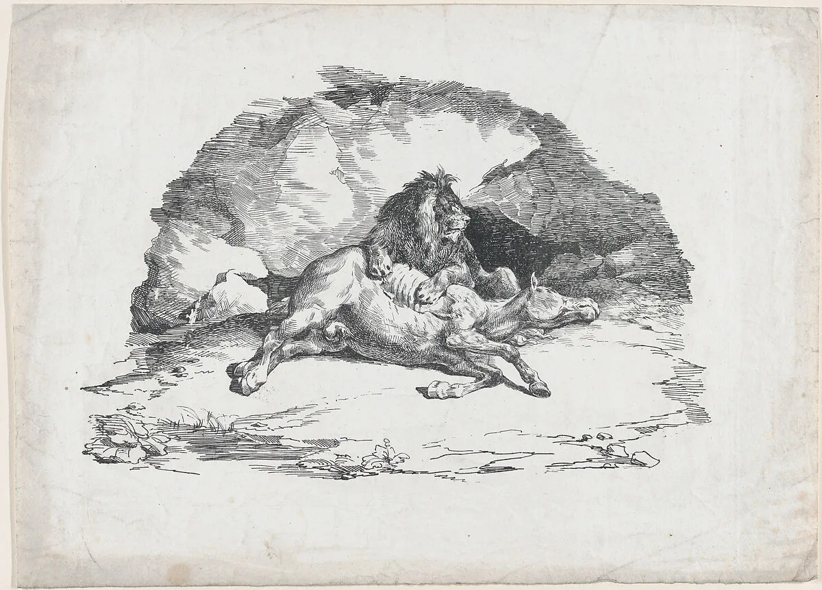 Lion Devouring a Horse — Théodore Gericault