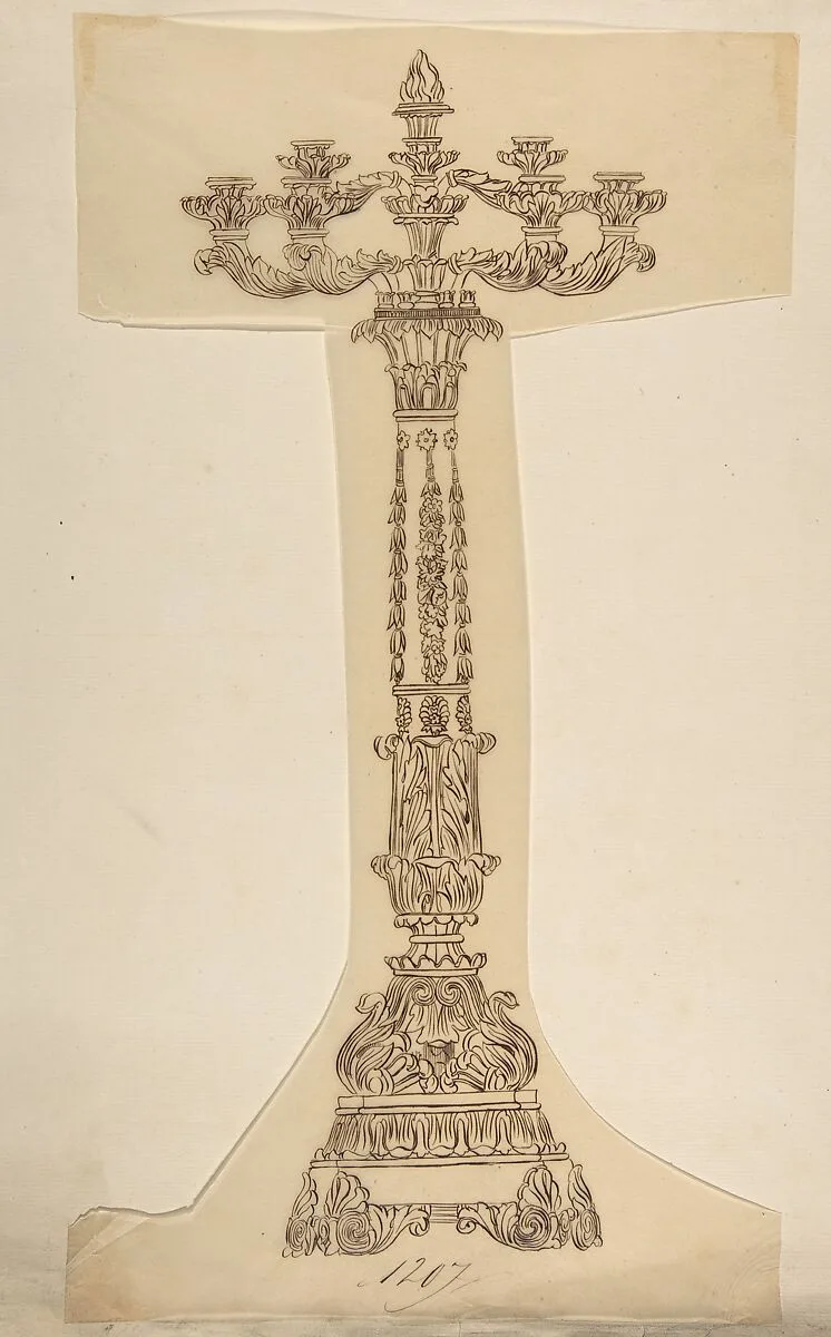 Design for a Six Arm Candelabra — Anonymous, French, 19th century