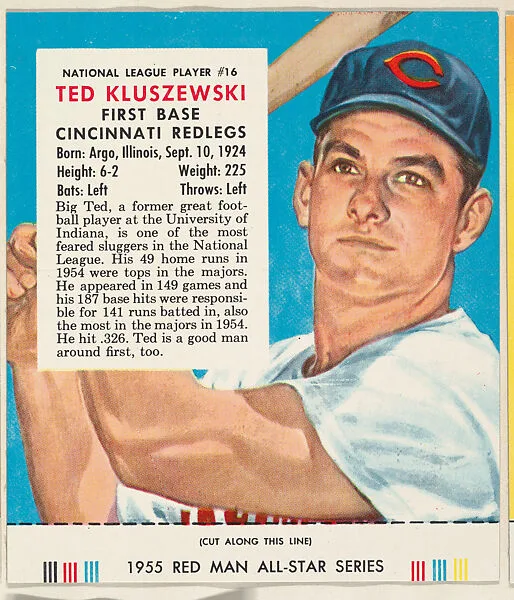 Ted Kluszewski, from the Major League Baseball series (T235), issued by Red Man Chewing Tobacco — Red Man Chewing Tobacco