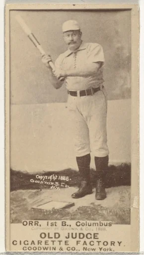 David L. "Dave" Orr, 1st Base, Cleveland, from the Old Judge series (N172) for Old Judge Cigarettes
