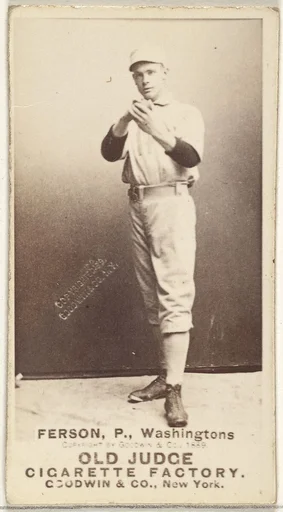 Alexander "Colonel" Ferson, Pitcher, Washington Nationals, from the Old Judge series (N172) for Old Judge Cigarettes