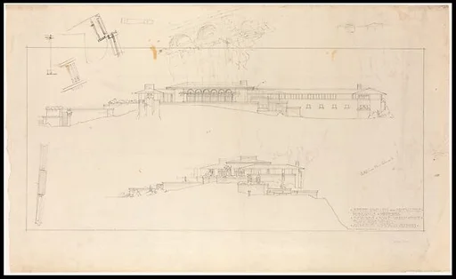 Francis W. Little House: East and South Elevations - Scheme 1 with alternate Scheme 2 details