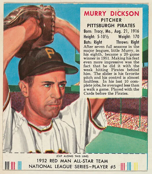 Murray Dickson, from the Red Man All-Star Team series (T232), issued by Red Man Chewing Tobacco — Red Man Chewing Tobacco