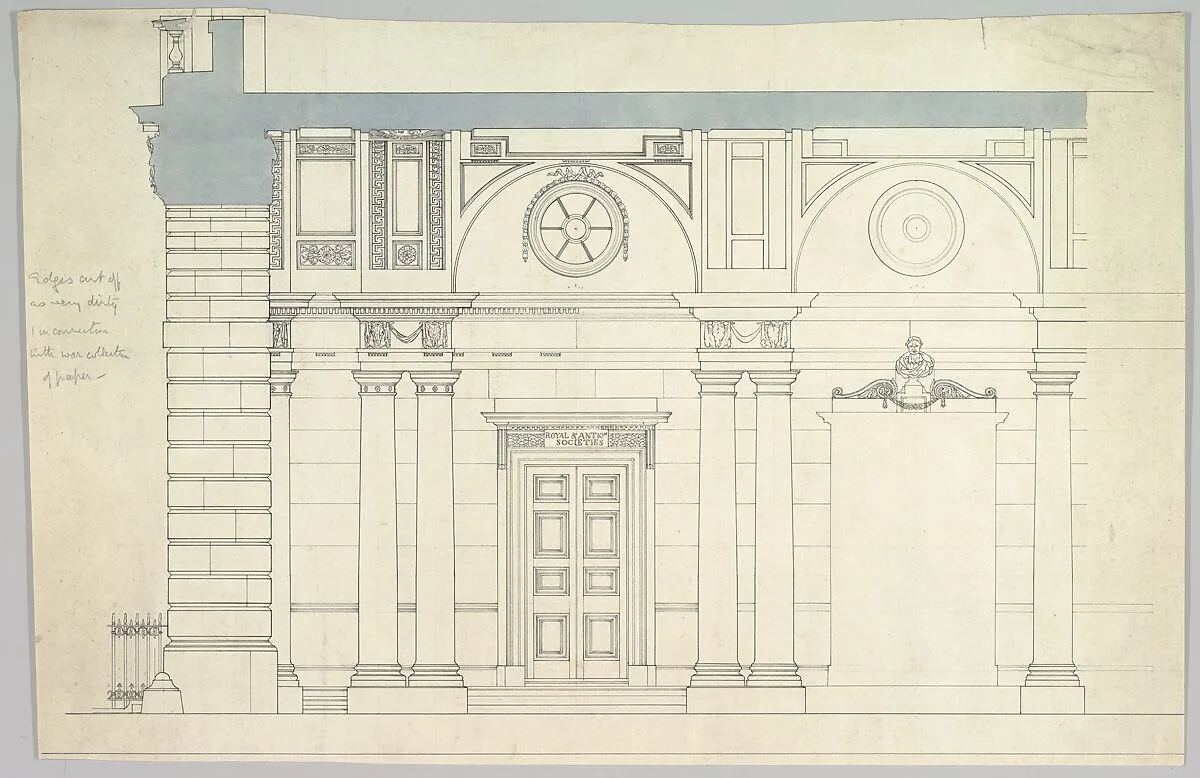 Somerset House, London: Interior Section with Paired Columns and Arched Ceiling — Anonymous, British, 19th century