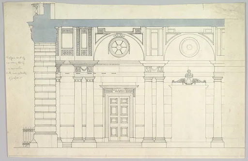 Somerset House, London: Interior Section with Paired Columns and Arched Ceiling