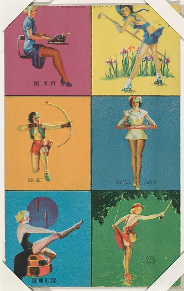 Six-Up panel from Pin-Up Girls series (W424) — International Mutoscope Reel Company