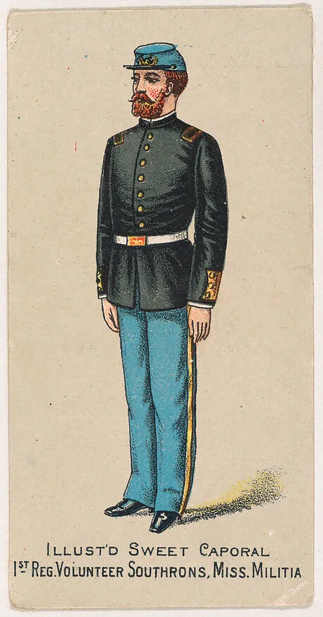 1st Regiment, Volunteer Southrons, Mississippi Militia, from the Military Series (N224) issued by Kinney Tobacco Company to promote Sweet Caporal Cigarettes — Kinney Brothers Tobacco Company