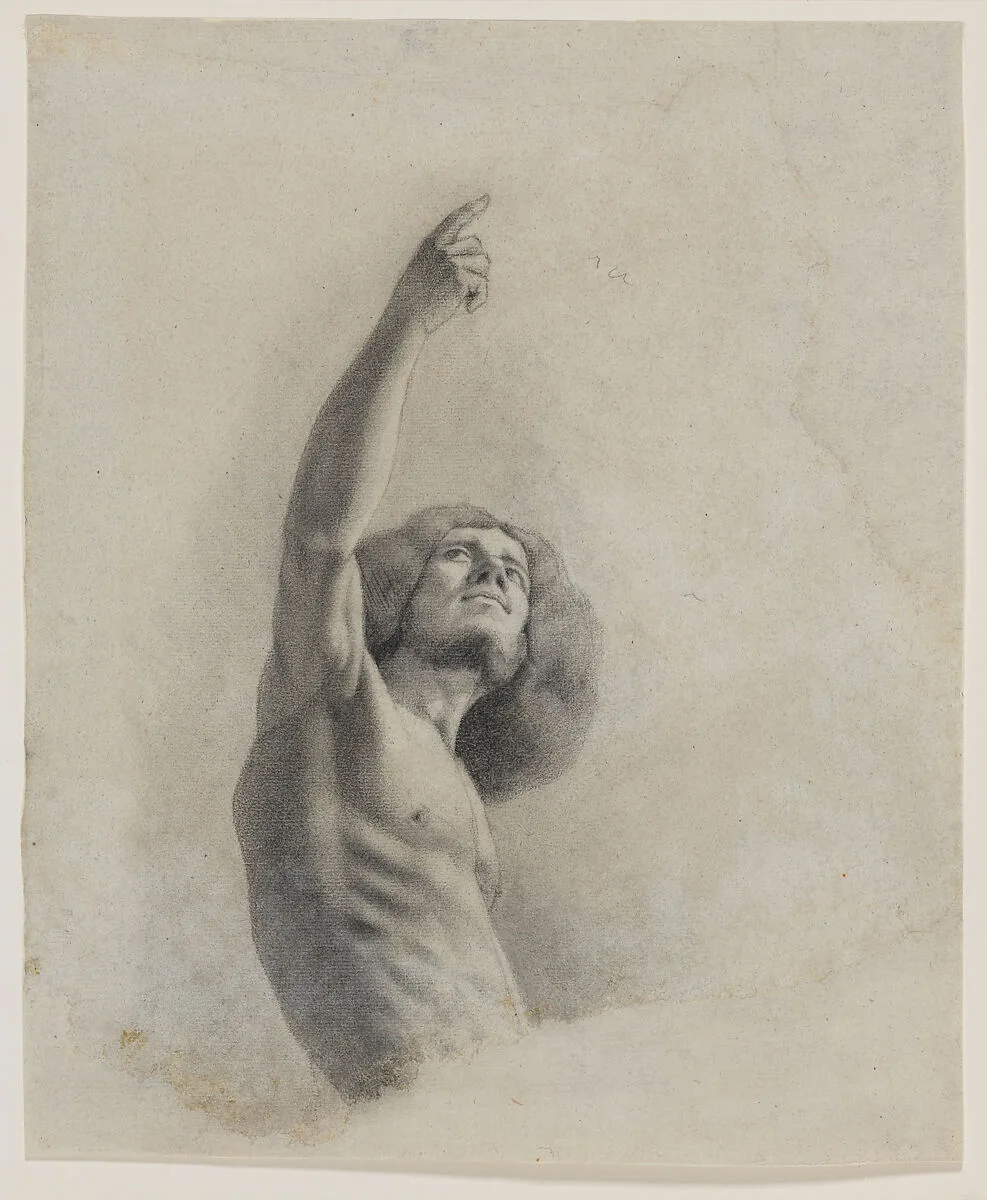 Self-Portrait with Upraised Arm — Gustave Courbet