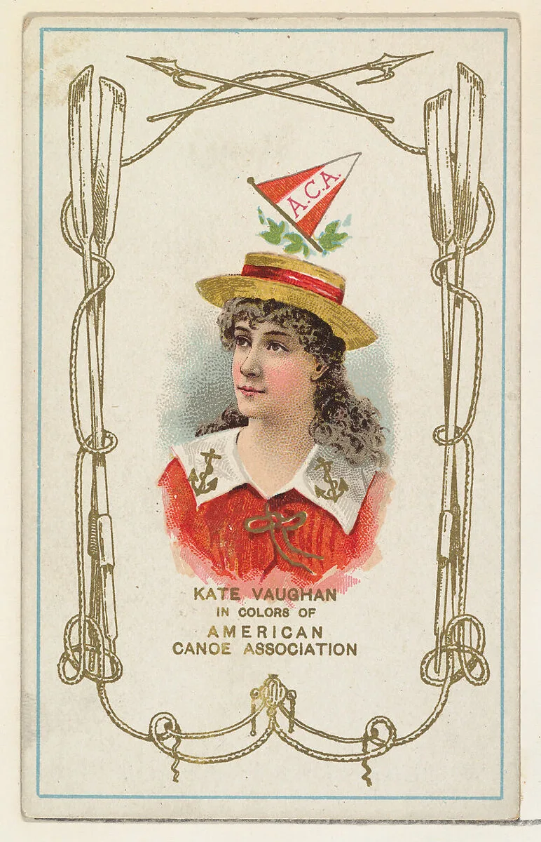 Kate Vaughan in Colors of the American Canoe Association, from the Yacht Colors of the World series (N140) issued by Duke Sons & Co. to promote Honest Long Cut Tobacco — W. Duke, Sons & Co.