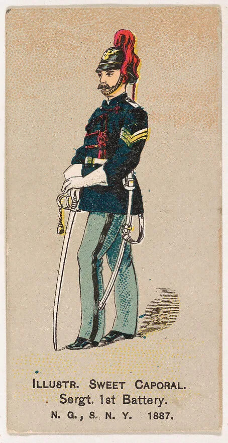 Sergeant, 1st Battery, National Guard of the State of New York, 1887, from the Military Series (N224) issued by Kinney Tobacco Company to promote Sweet Caporal Cigarettes — Kinney Brothers Tobacco Company