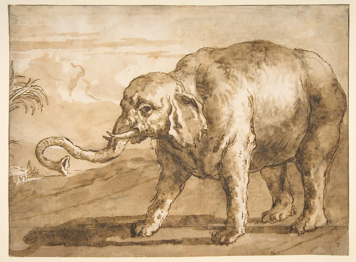 Elephant in a Landscape — Giovanni Domenico Tiepolo