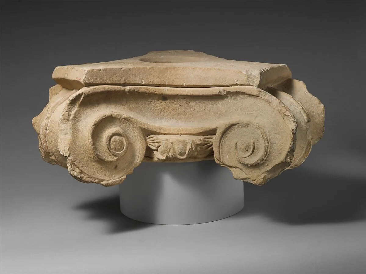 Limestone votive Ionic capital — Unknown