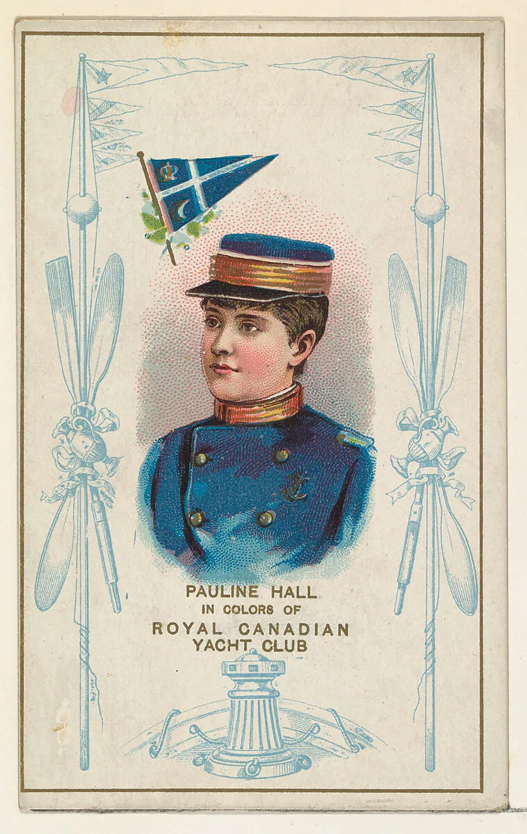 Pauline Hall in Colors of Royal Canadian Yacht Club, from the Yacht Colors of the World series (N140) issued by Duke Sons & Co. to promote Honest Long Cut Tobacco — W. Duke, Sons & Co.