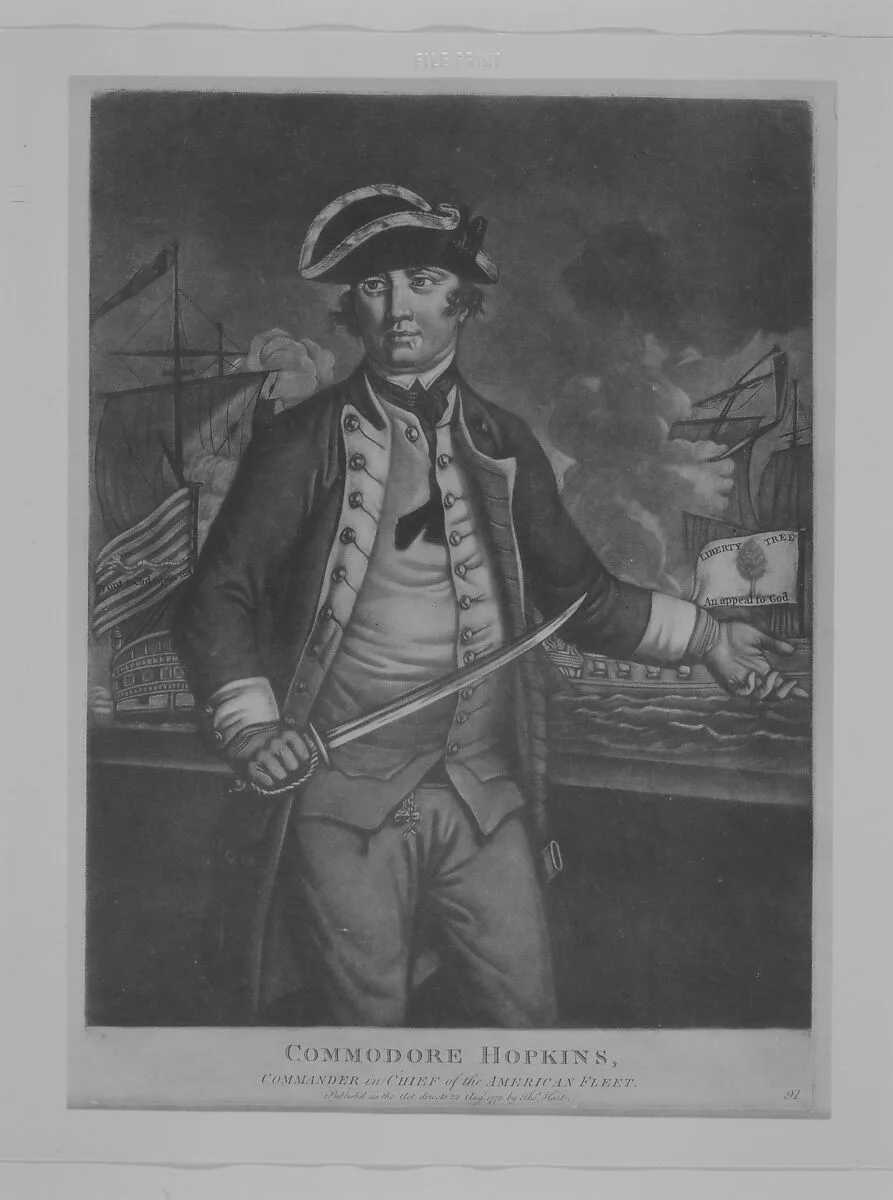 Commodore Hopkins, Commander in Chief of the American Fleet — Thomas Hart|Anonymous, British, 18th century|Commodore Esek Hopkins