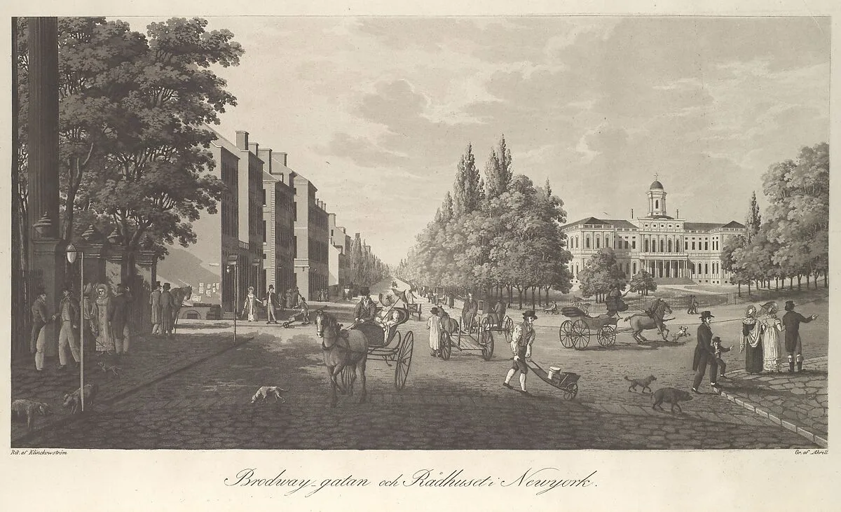 Broadway and City Hall in New York (Brodway-Gatan Och Rådhuset i New York) — Axel Klinckowström|Carl Fredrik Akrell