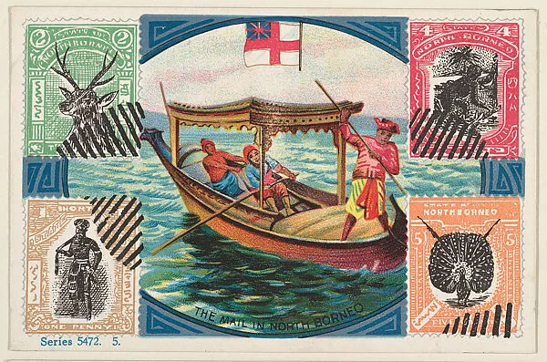 The Mail in North Borneo, bakery card from the Stamps and Mail Carriers of All Nations series (D73), issued by the Rochester Baking Company — Rochester Baking Company