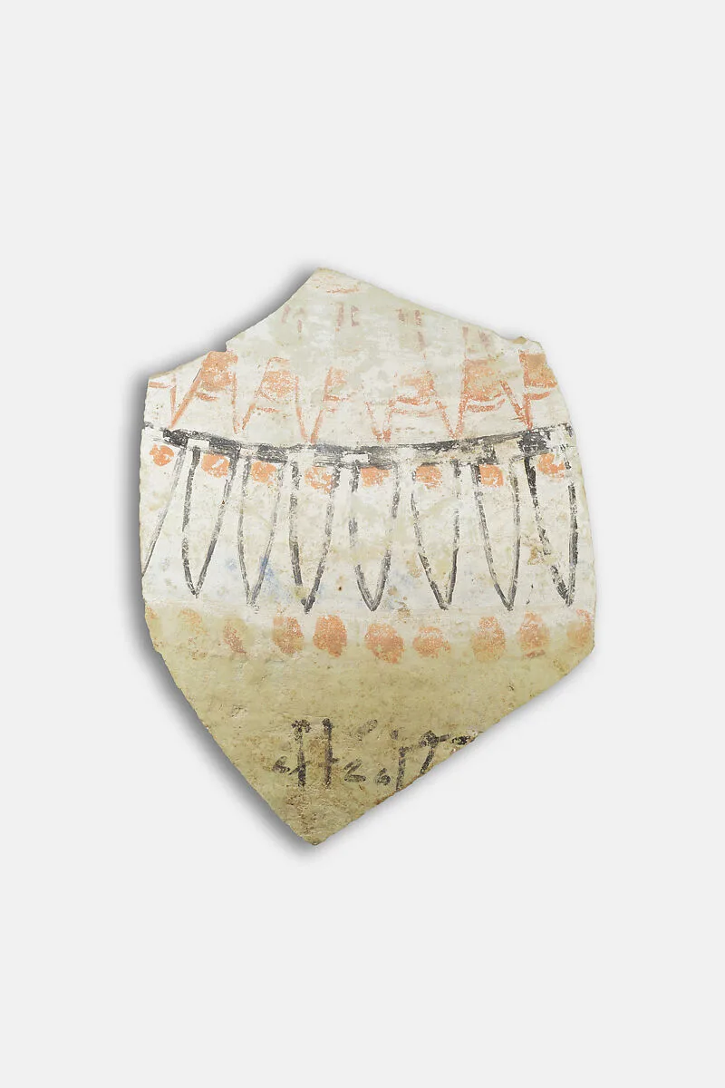 Decorated jar fragment with label — Unknown
