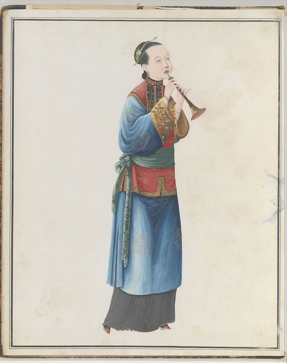 Watercolor of musician playing sona — Unknown