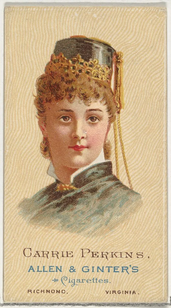 Carrie Perkins, from World's Beauties, Series 2 (N27) for Allen & Ginter Cigarettes — Allen & Ginter|Lindner, Eddy & Claus