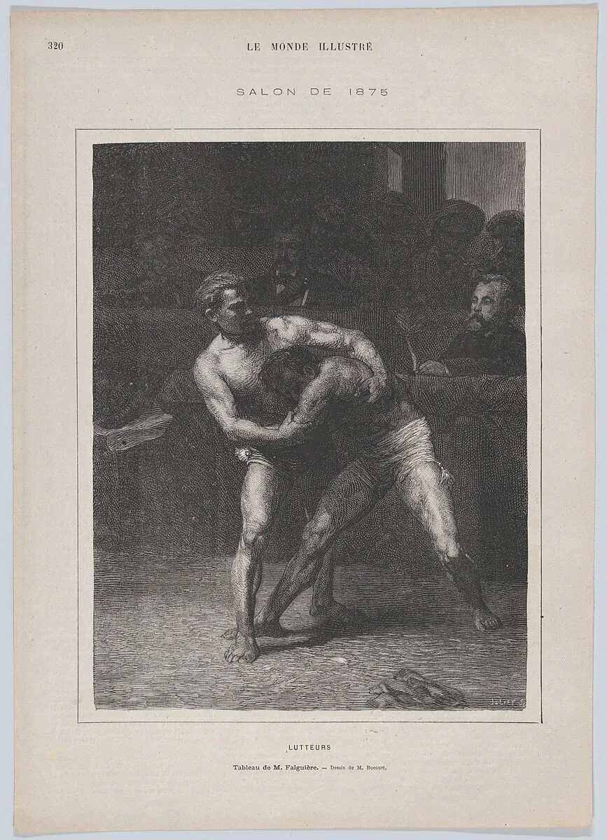 Lutteurs (The Wrestlers), from "Le Monde Illustré" — Alexandre Falguière|Auguste Joliet|Etienne-Gabriel Bocourt
