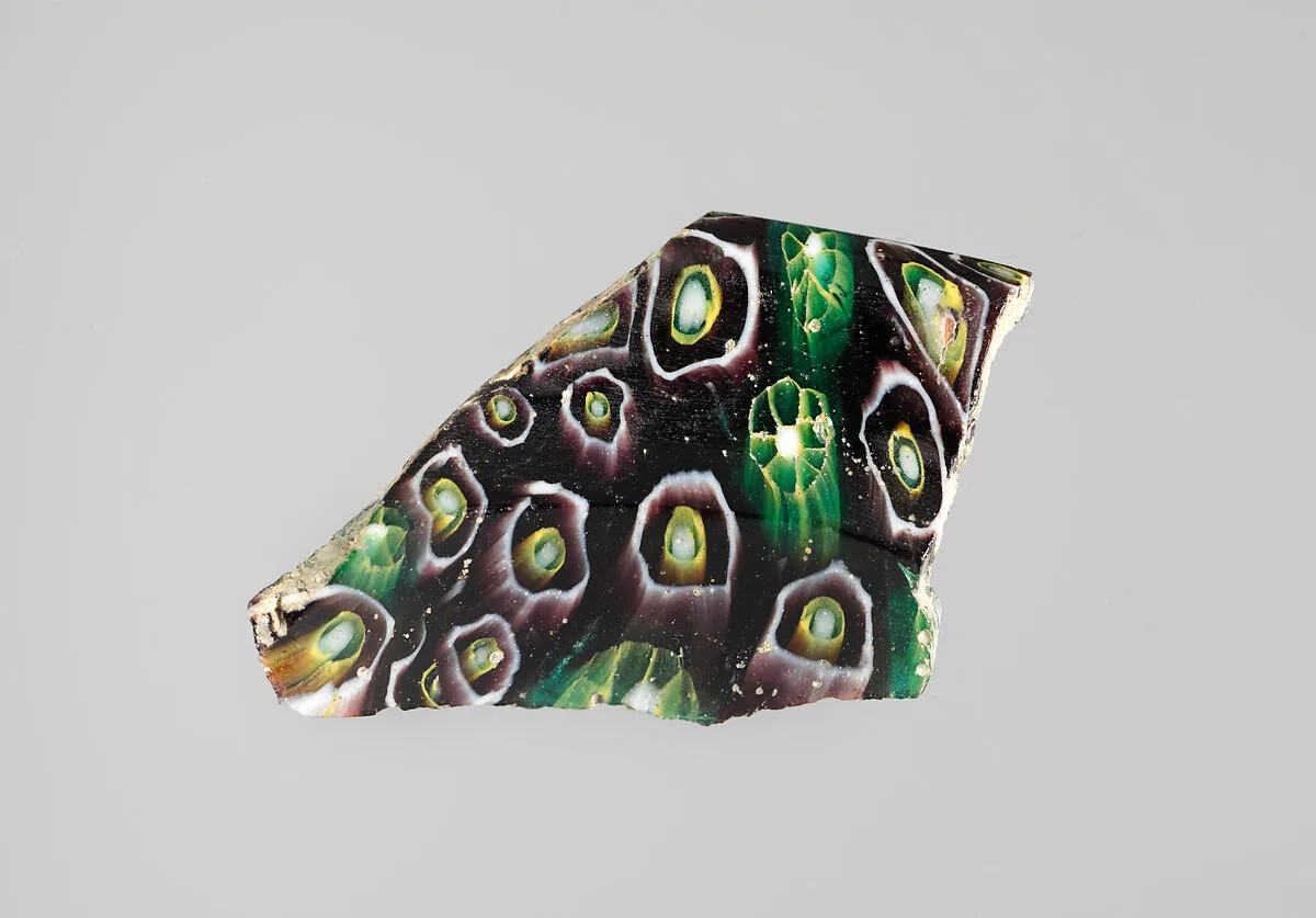 Glass mosaic carinated bowl fragment — Unknown