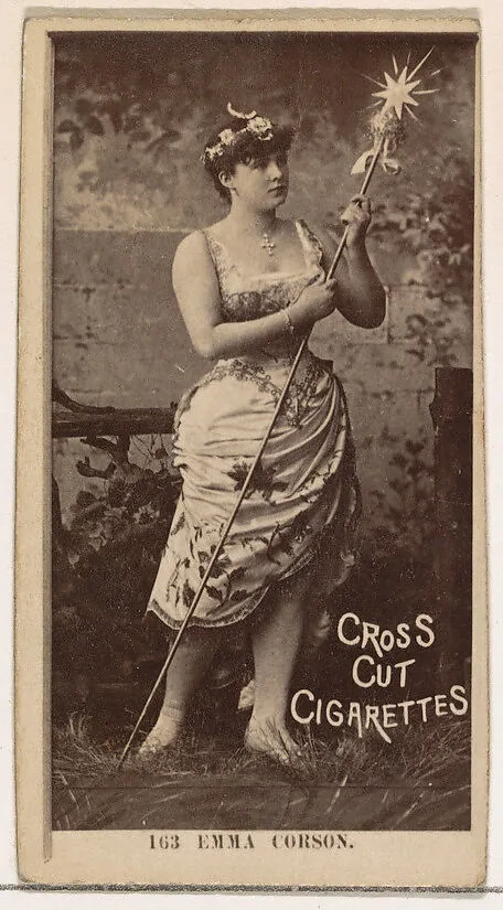 Card Number 163, Emma Corson, from the Actors and Actresses series (N145-2) issued by Duke Sons & Co. to promote Cross Cut Cigarettes — W. Duke, Sons & Co.