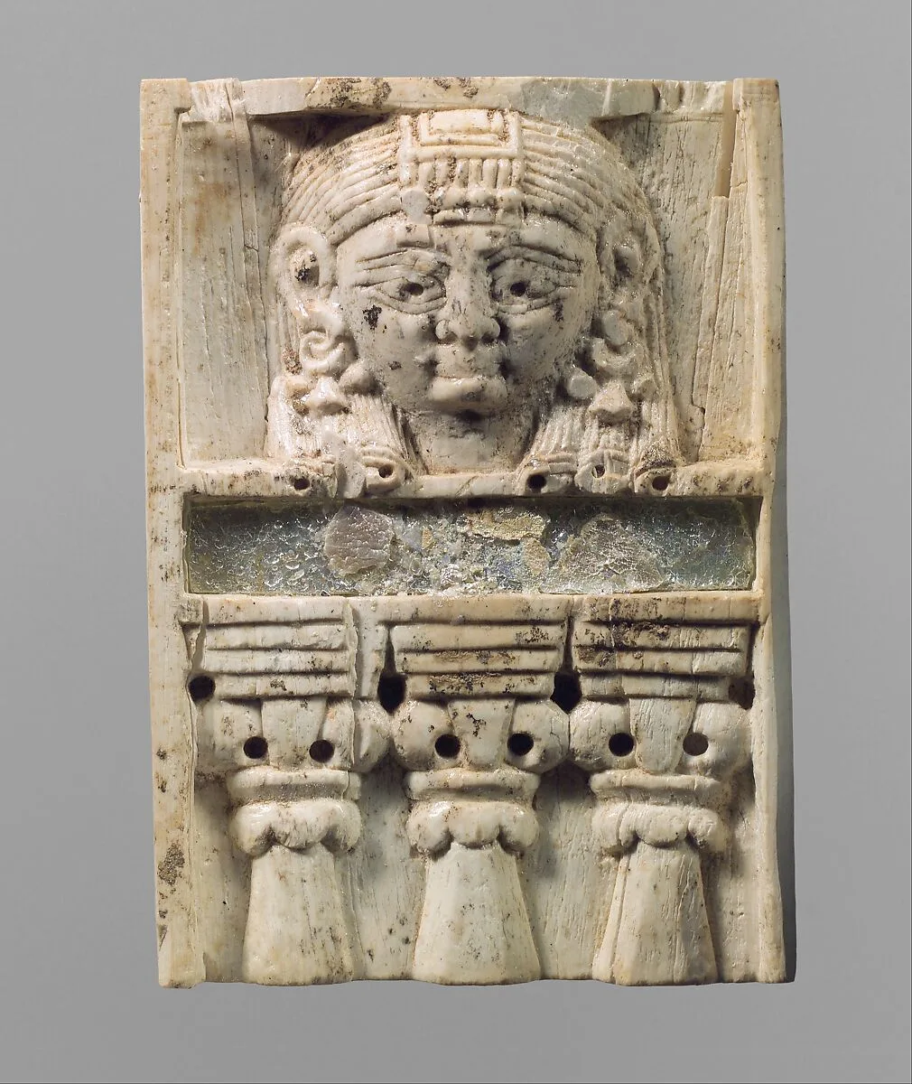 Furniture plaque carved in relief with a “woman at the window” — Unknown