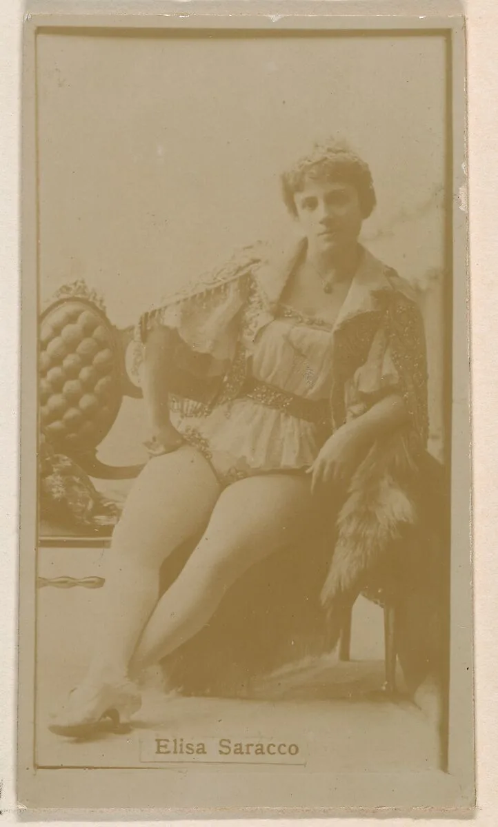 Mlle. Elisa Saracco, from the Actresses series (N245) issued by Kinney Brothers to promote Sweet Caporal Cigarettes — Kinney Brothers Tobacco Company