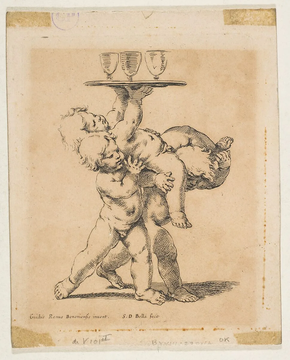 Three Children with a Tray — Stefano della Bella|Guido Reni