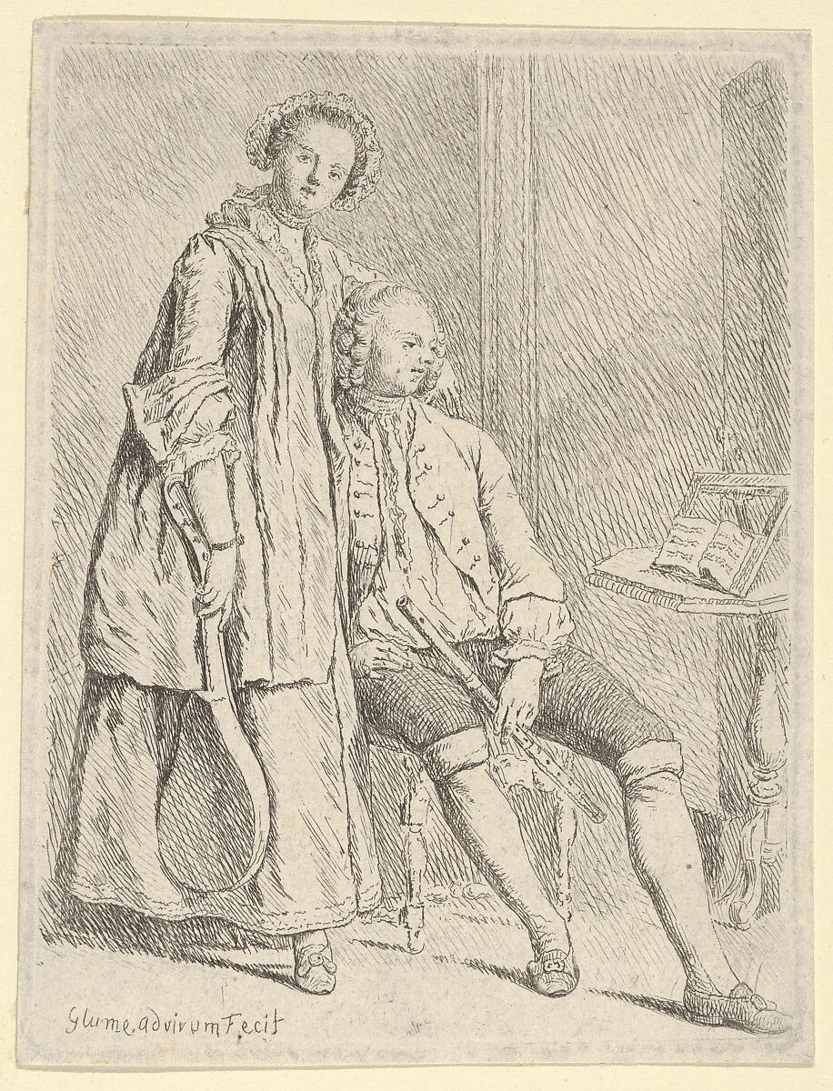 Young Couple with Flute & Cittern — Johann Gottlieb Glume