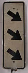 [Rusted Metal Road Sign: Three Arrows "NHTA"]