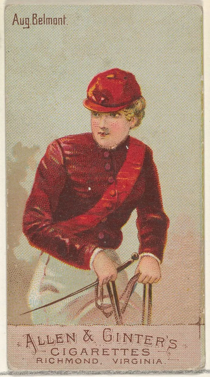 August Belmont, from the Racing Colors of the World series (N22b) for Allen & Ginter Cigarettes — Allen & Ginter