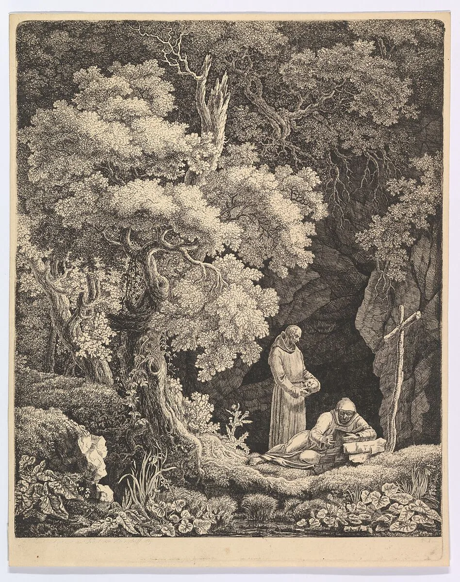 Two Monks in Contemplation in a Forest — Carl Baron von Vittinghoff