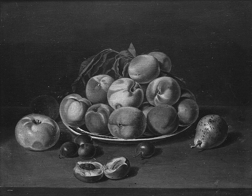 Still Life: Peaches, Apple, and Pear — John A. Woodside