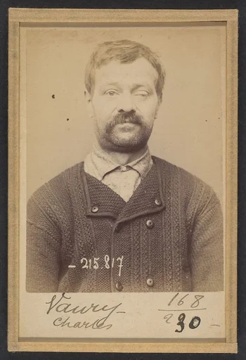 Vaury. Charles, Joseph. 43 (ou 44) ans, né le 31/3/59 à Sedan. Mécanicien. Anarchiste. 16/3/94.