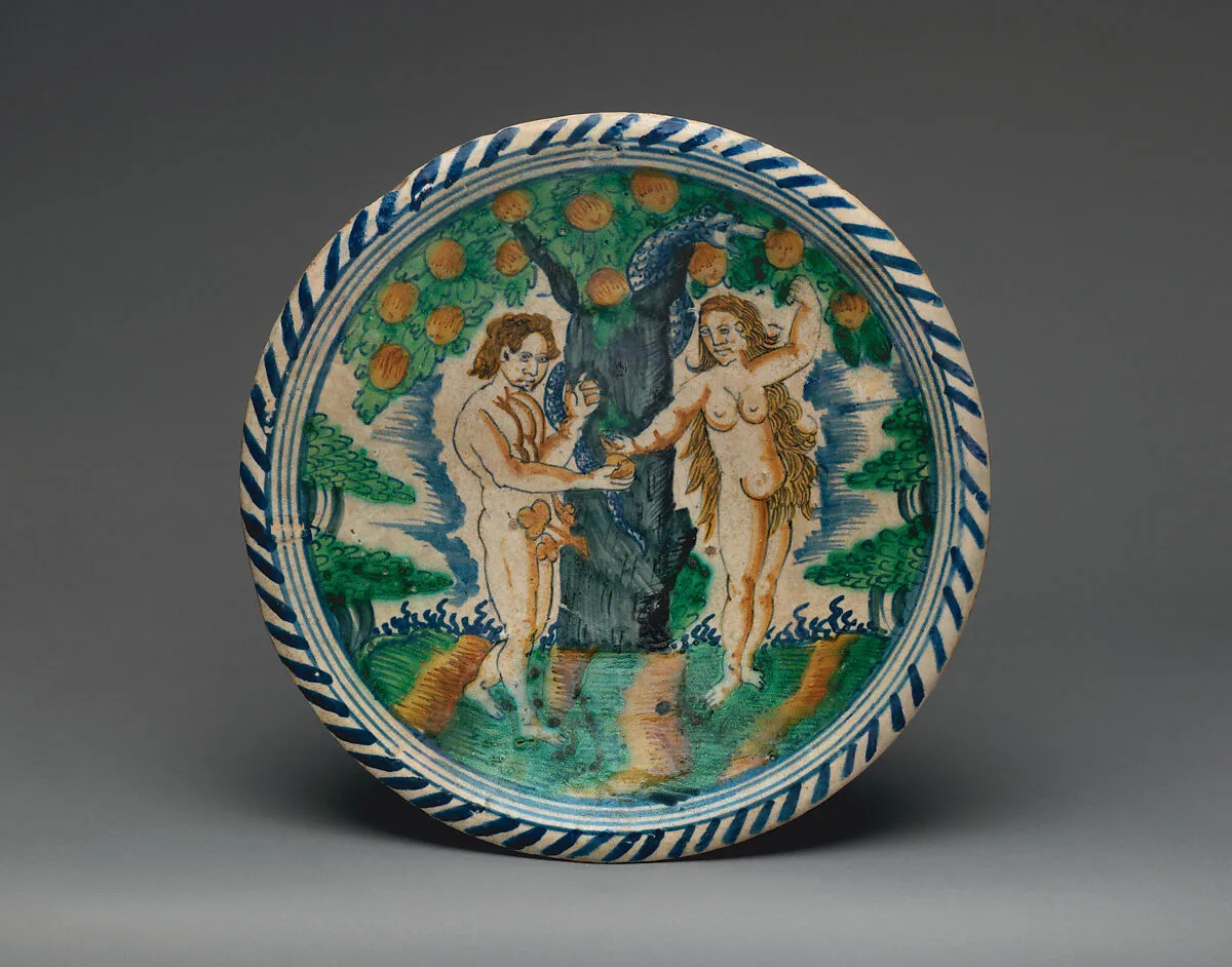 Display dish with the Temptation of Adam and Eve — Unknown