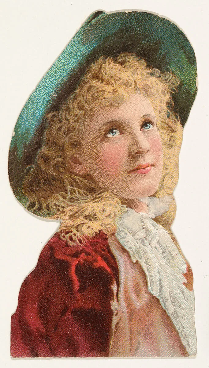Actress wearing wide-brimmed blue hat, from Stars of the Stage, Fourth Series (N132) issued by Duke Sons & Co. to promote Honest Long Cut Tobacco — American Tobacco Company|W. Duke, Sons & Co.