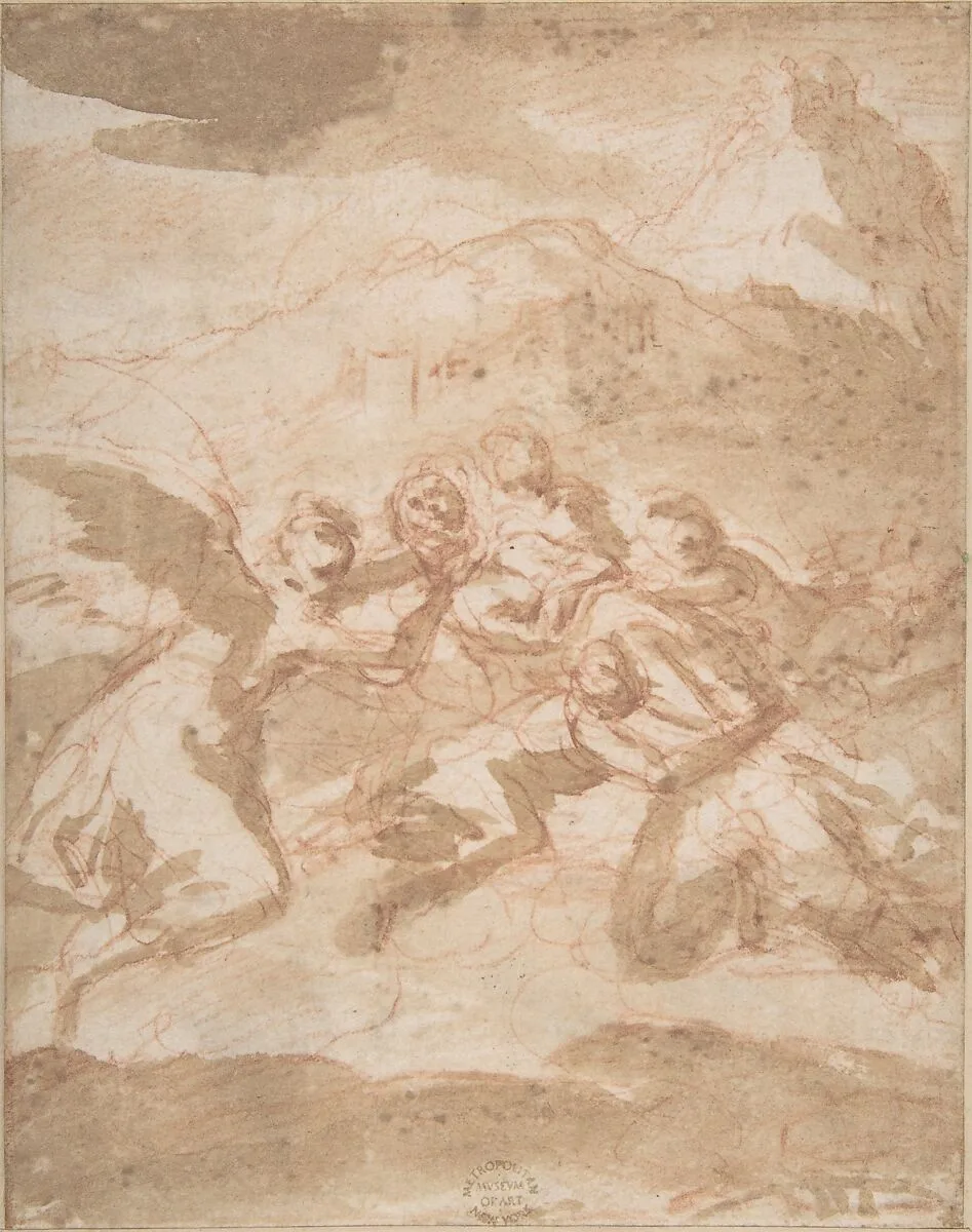 Angels Carrying a Saint — Anonymous, Italian, Roman-Bolognese, 17th century