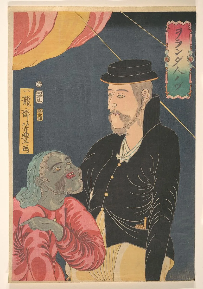 Orandajin no zu|Dutchman with Black Servant — Ichiryūsai Yoshitoyo