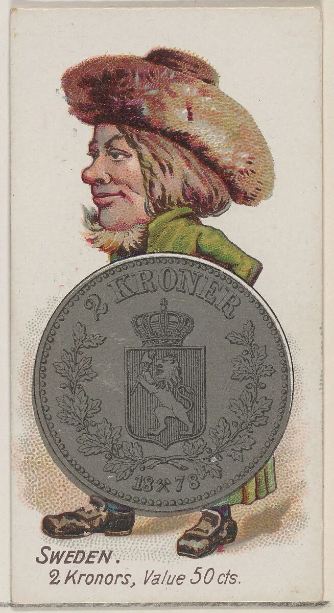 Sweden, 2 Kronors, from the series Coins of All Nations (N72, variation 1) for Duke brand cigarettes — W. Duke, Sons & Co.