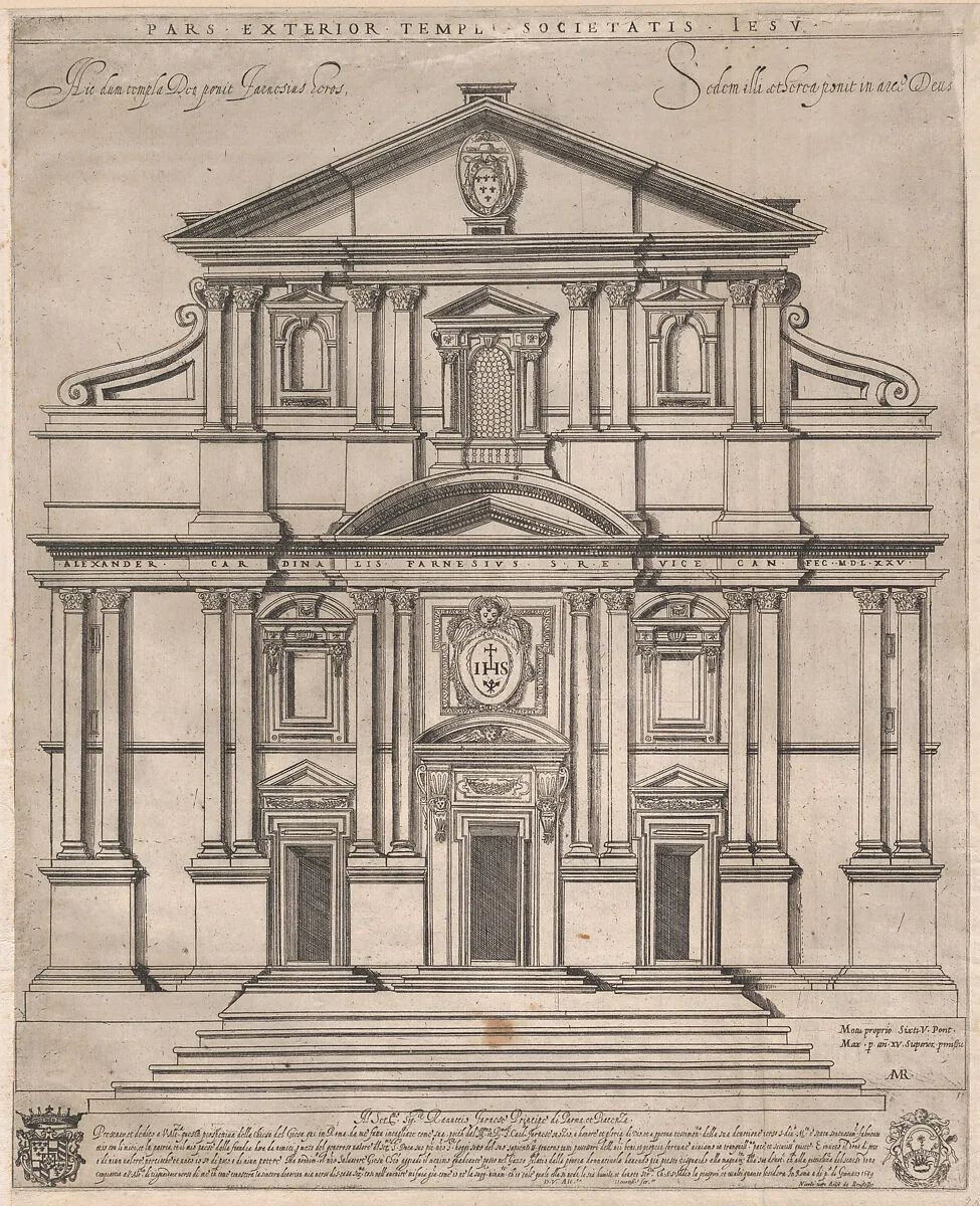 The Gesù, Rome, from the 'Speculum Romanae Magnificentiae:' — Nicolaus van Aelst|Giovanni Ambrogio Brambilla