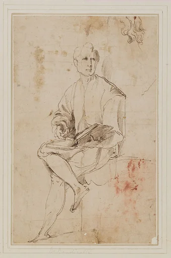 A Seated Man Declaiming from a Book