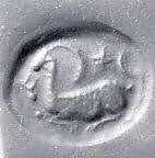 Stamp seal (scaraboid) with animal and divine symbols