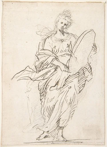 Standing Female Figure with Large Medallion