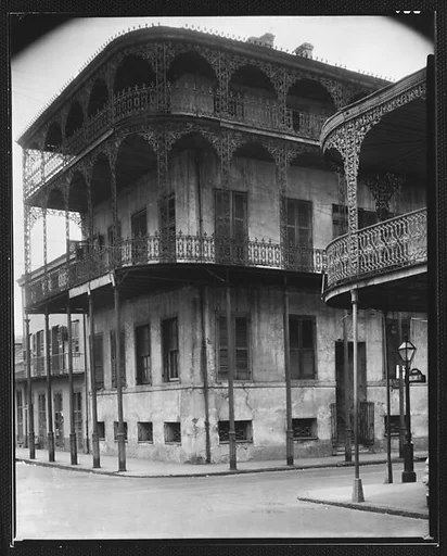 [House with Cast-Iron Grillwork on Balconies, New Orleans, Louisiana]