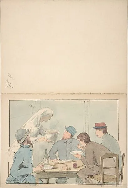 Soldiers Eating at a Table — Louise-Amelie Landré
