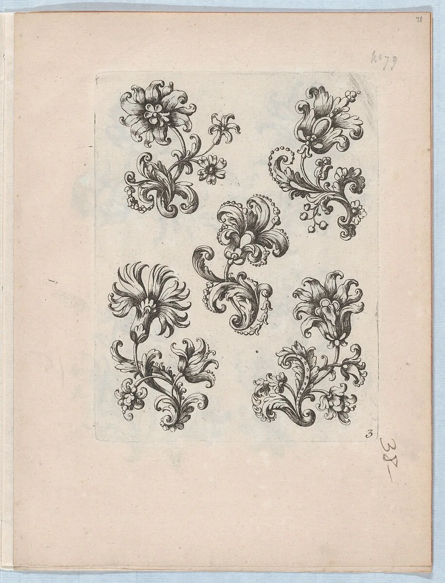 Series of Small Flower Motifs, Plate 3 — Paul Androuet Ducerceau|Nicolas Langlois