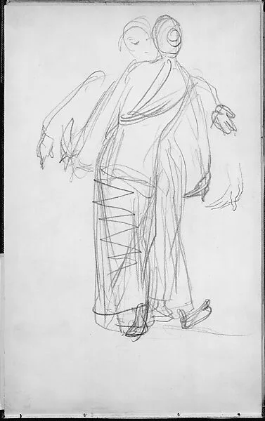 Two Standing Javanese Dancers (from Sketchbook of Javanese Dancers) — John Singer Sargent